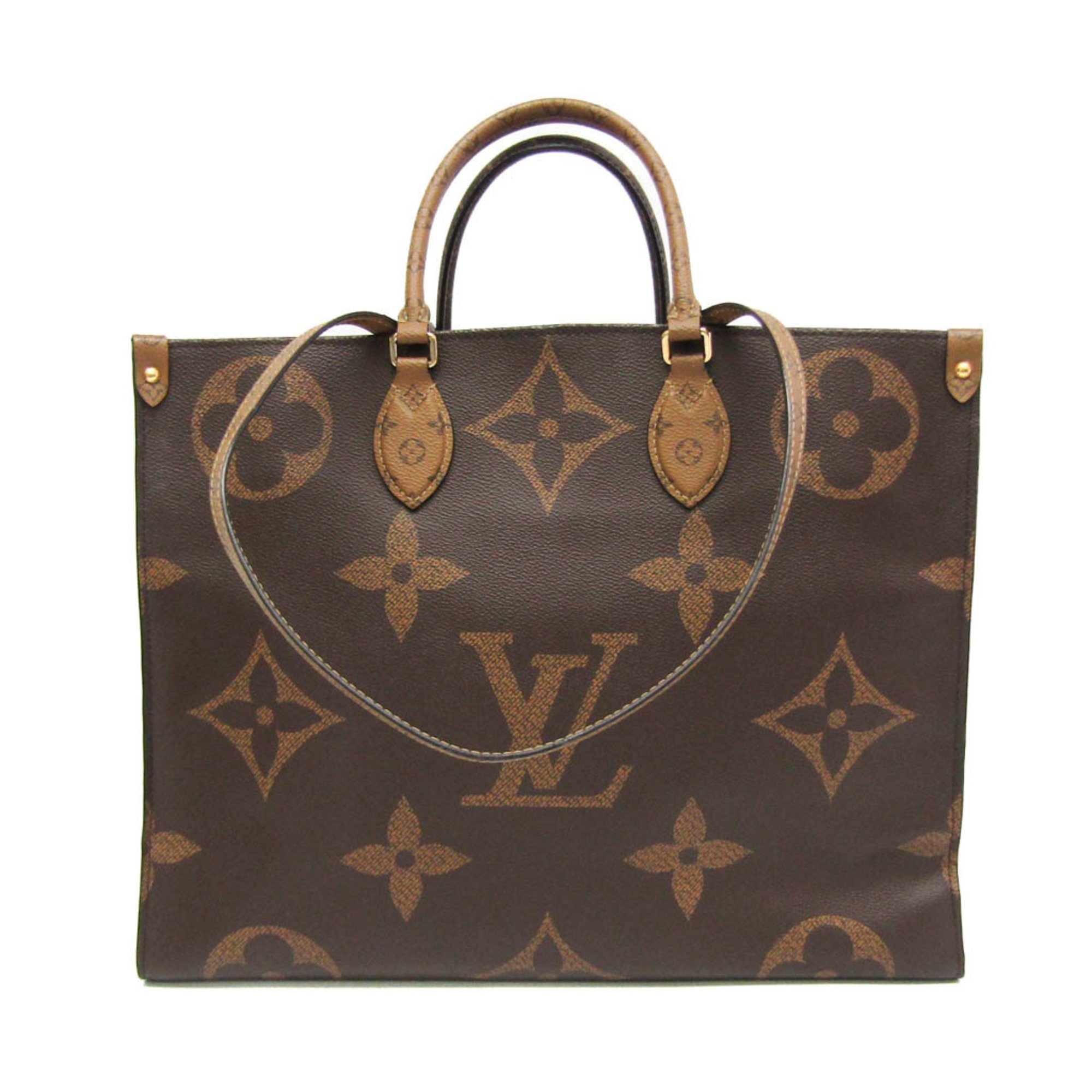 Louis Vuitton Monogram Reverse On The Go GM M45320 Women's Shoulder Bag,Tote Bag Beige,Brown