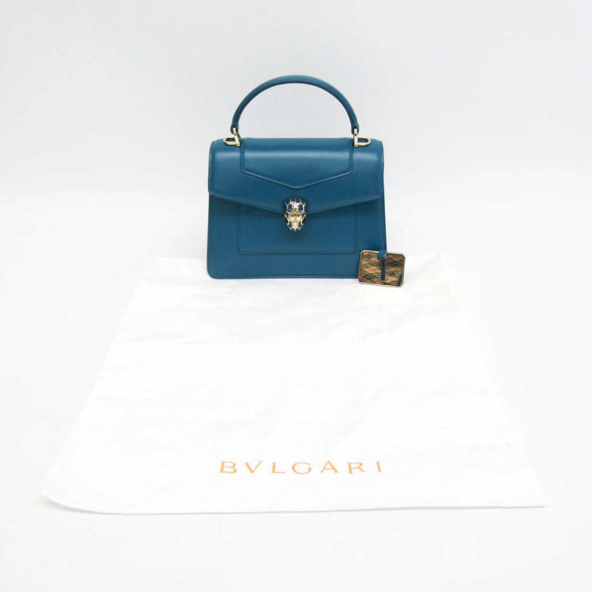 Bvlgari Serpenti Forever Medium Top Handle Bag Women's Leather Handbag Blue