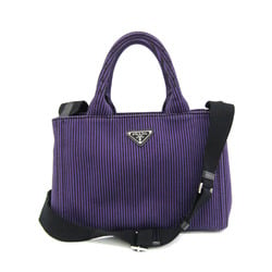 Prada Canapa 1BG439 Women's Denim Handbag,Shoulder Bag Black,Purple