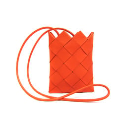 Bottega Veneta Intrecciato Mini Shoulder Pouch Men,Women Leather Pouch,Shoulder Bag Orange