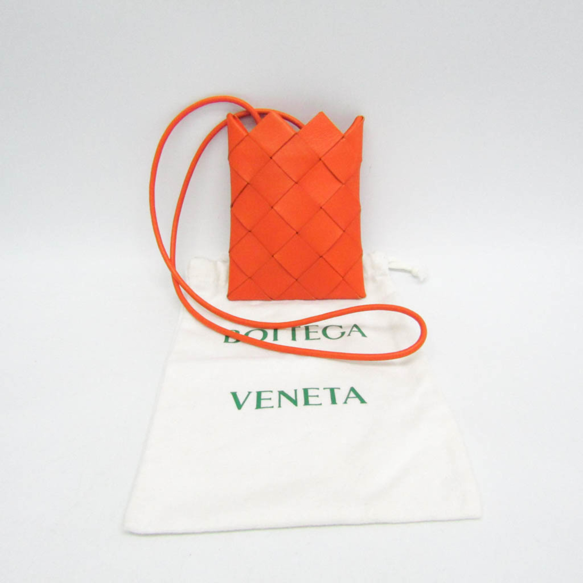 Bottega Veneta Intrecciato Mini Shoulder Pouch Men,Women Leather Pouch,Shoulder Bag Orange