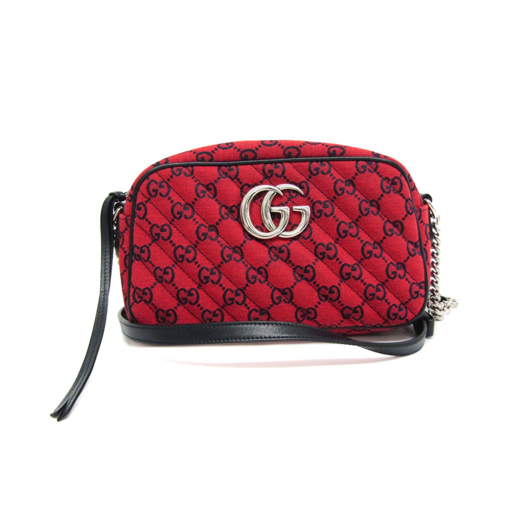 Gucci GG Marmont Limited Edition 447632 Women's Jacquard Shoulder Bag Red Color