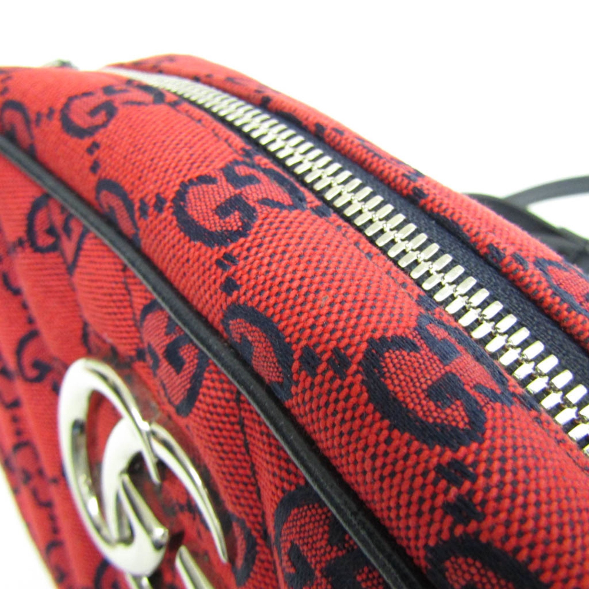 Gucci GG Marmont Limited Edition 447632 Women's Jacquard Shoulder Bag Red Color