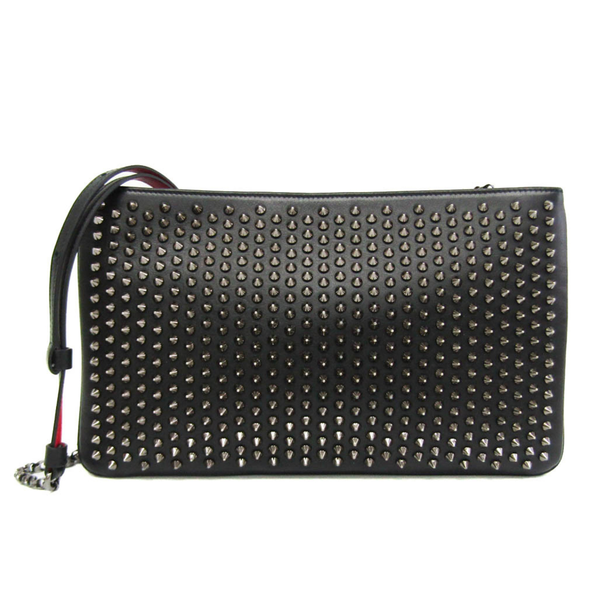 Christian Louboutin Men,Women Leather Studded Shoulder Bag Black