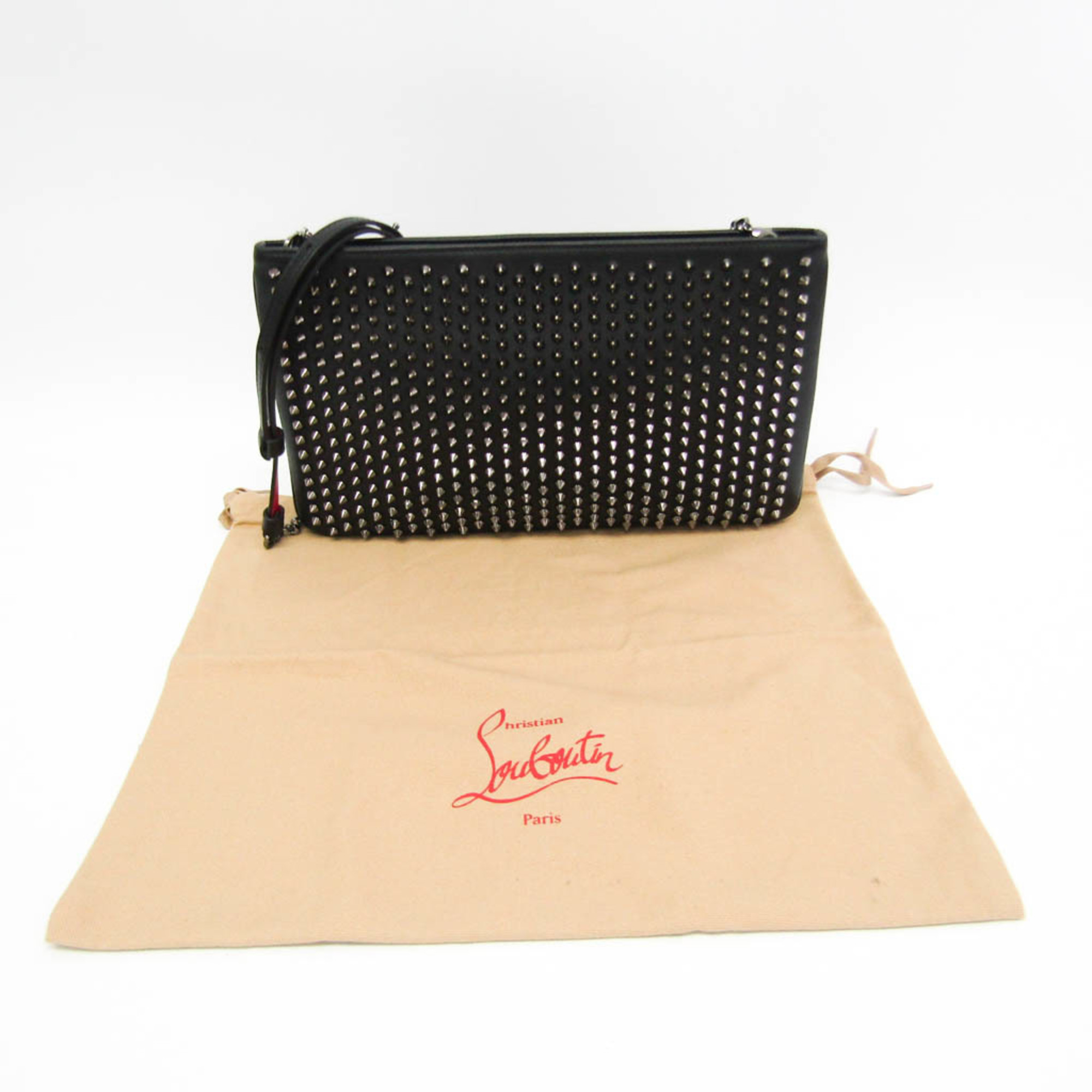 Christian Louboutin Men,Women Leather Studded Shoulder Bag Black