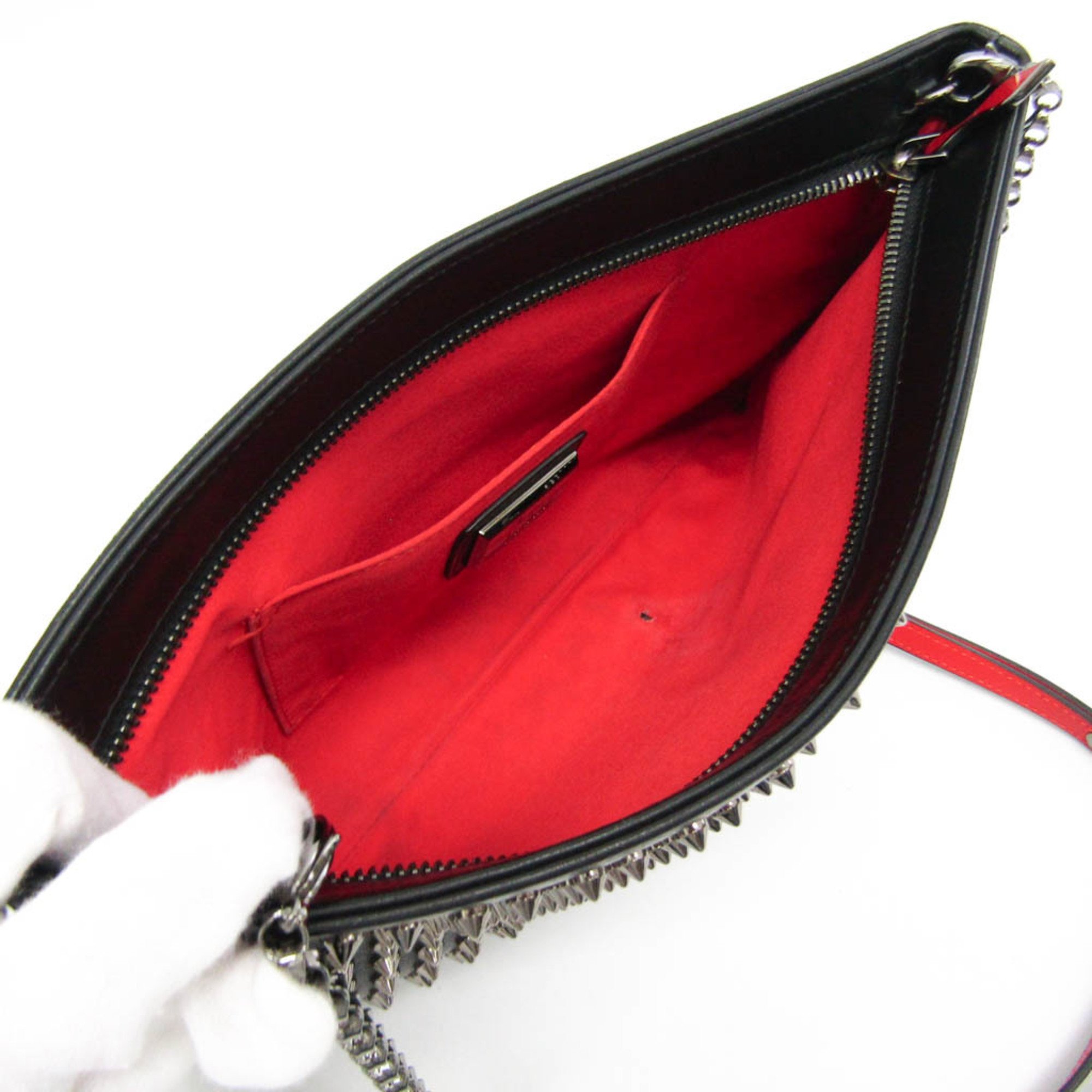 Christian Louboutin Men,Women Leather Studded Shoulder Bag Black