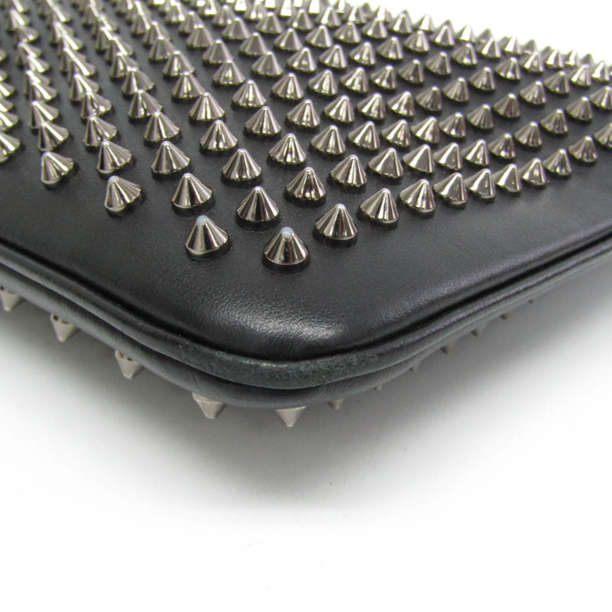 Christian Louboutin Men,Women Leather Studded Shoulder Bag Black