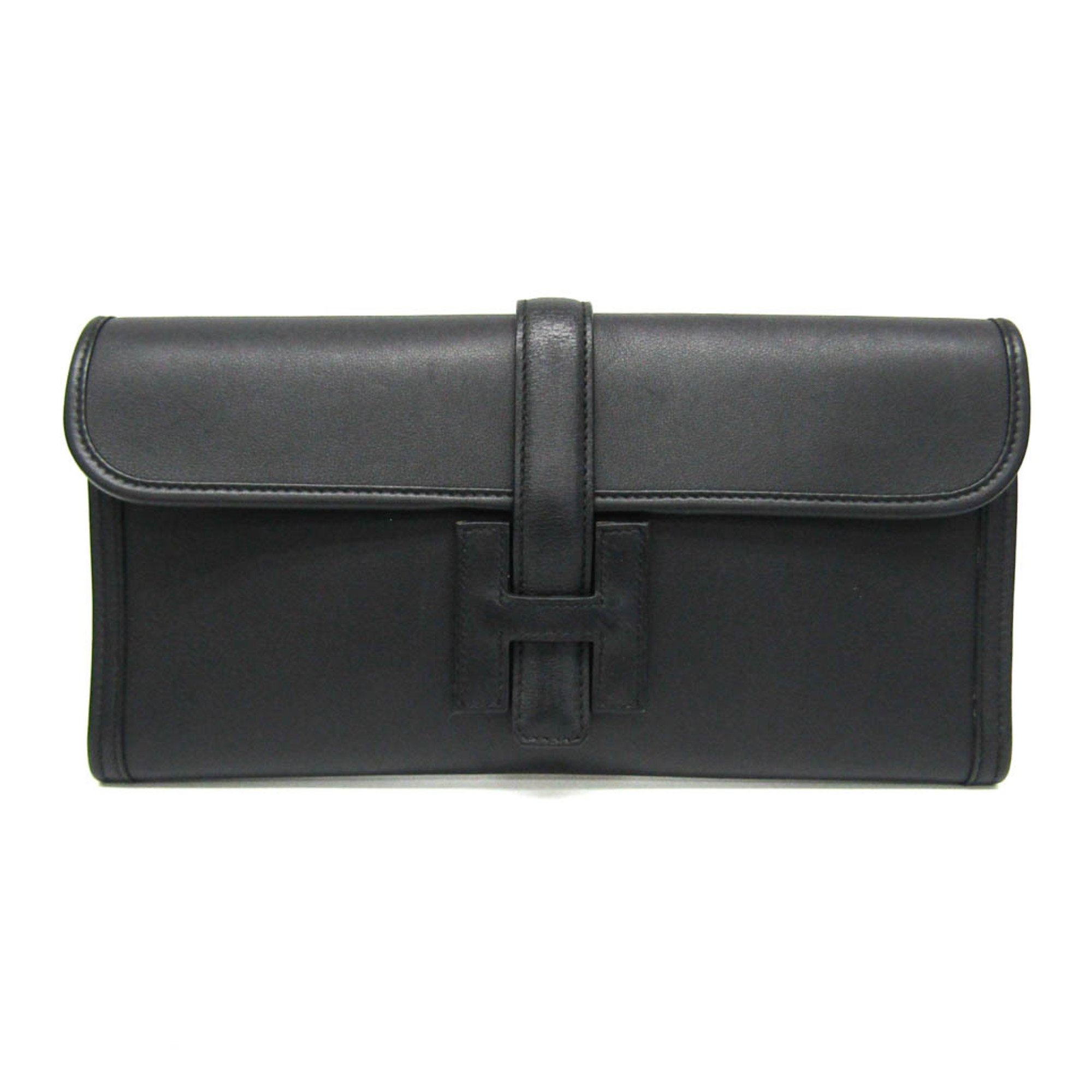 Hermes Jige Elan 29 Women,Men Swift Leather Clutch Bag Black