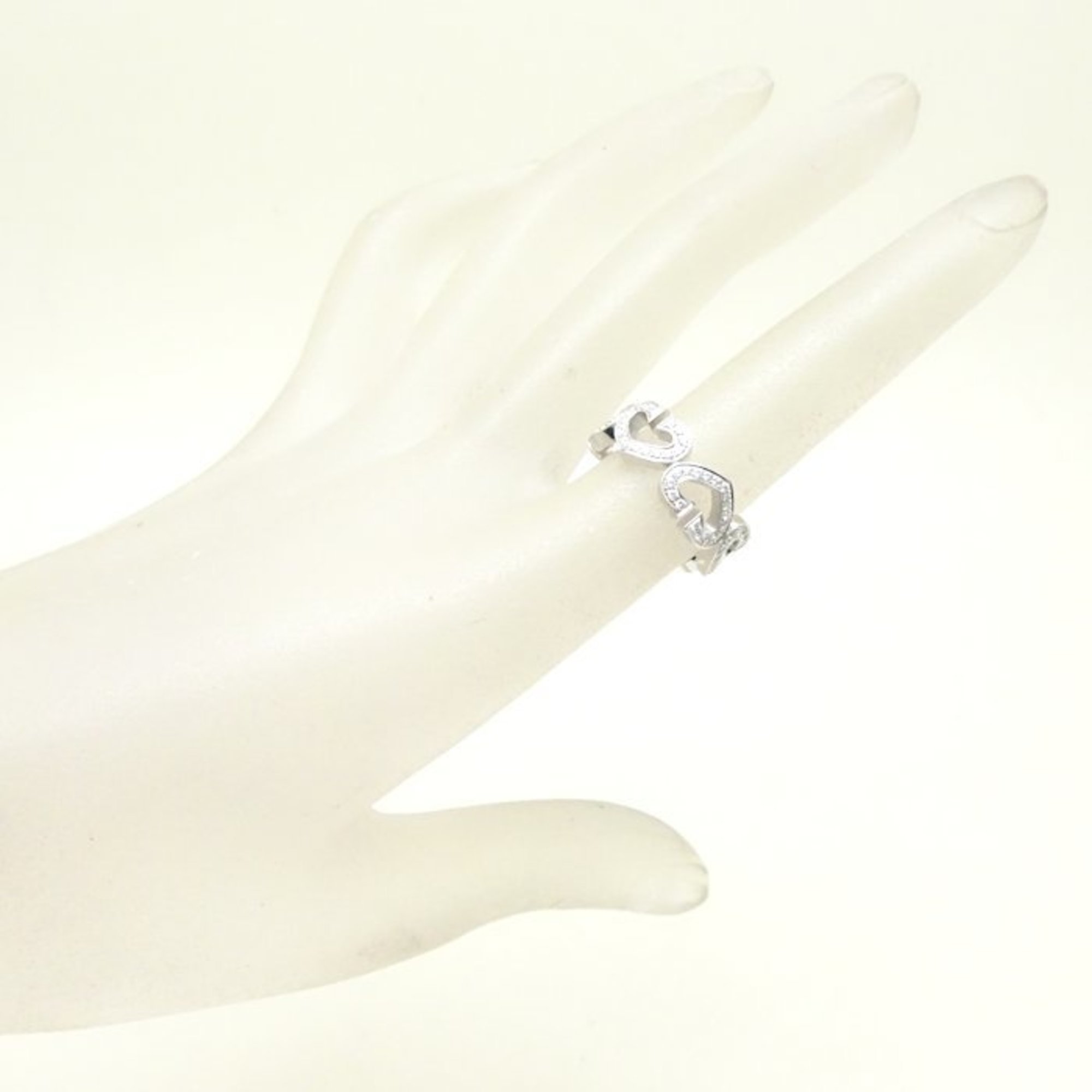 CARTIER C Heart Ring Full Diamond #50 K18WG White Gold 292477