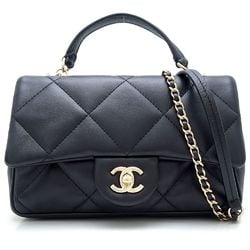 CHANEL Shoulder Bag Matelasse Flap Lambskin Black 351672