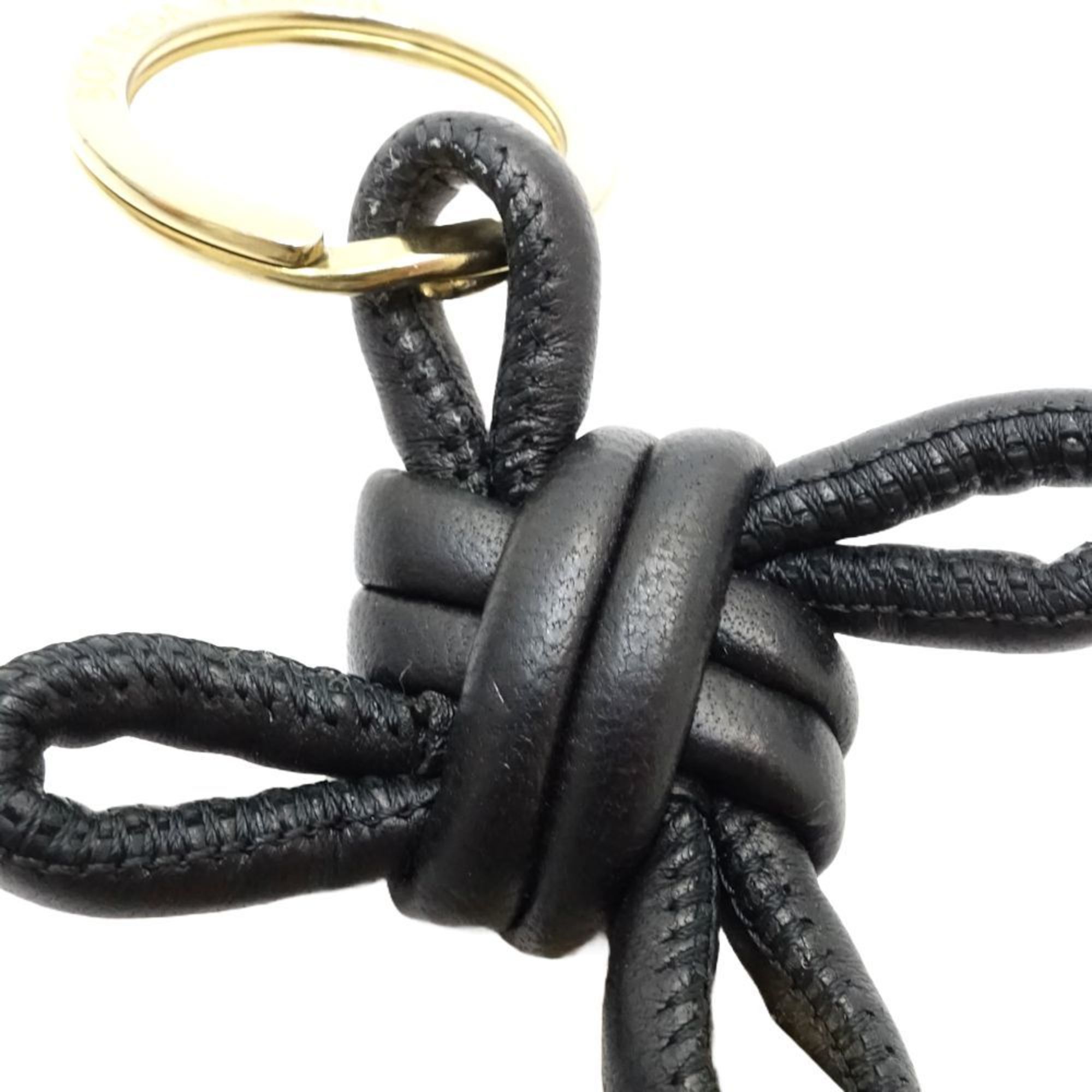 BOTTEGA VENETA Triangle Key Ring Leather Black 180777