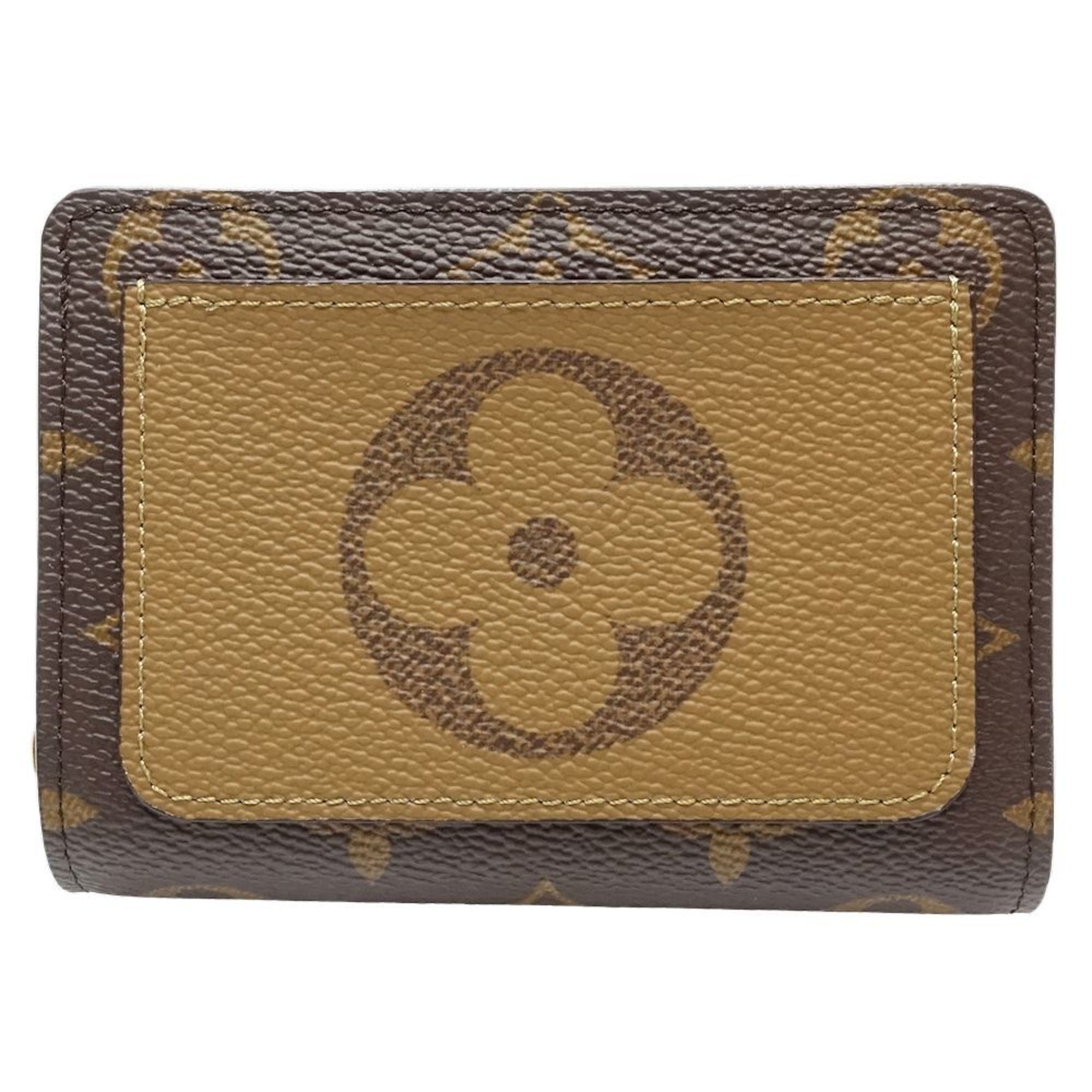 LOUIS VUITTON Louis Vuitton Bi-fold Wallet M81461 Portefeuille Lou Monogram Giant Reverse Brown Beige 180771