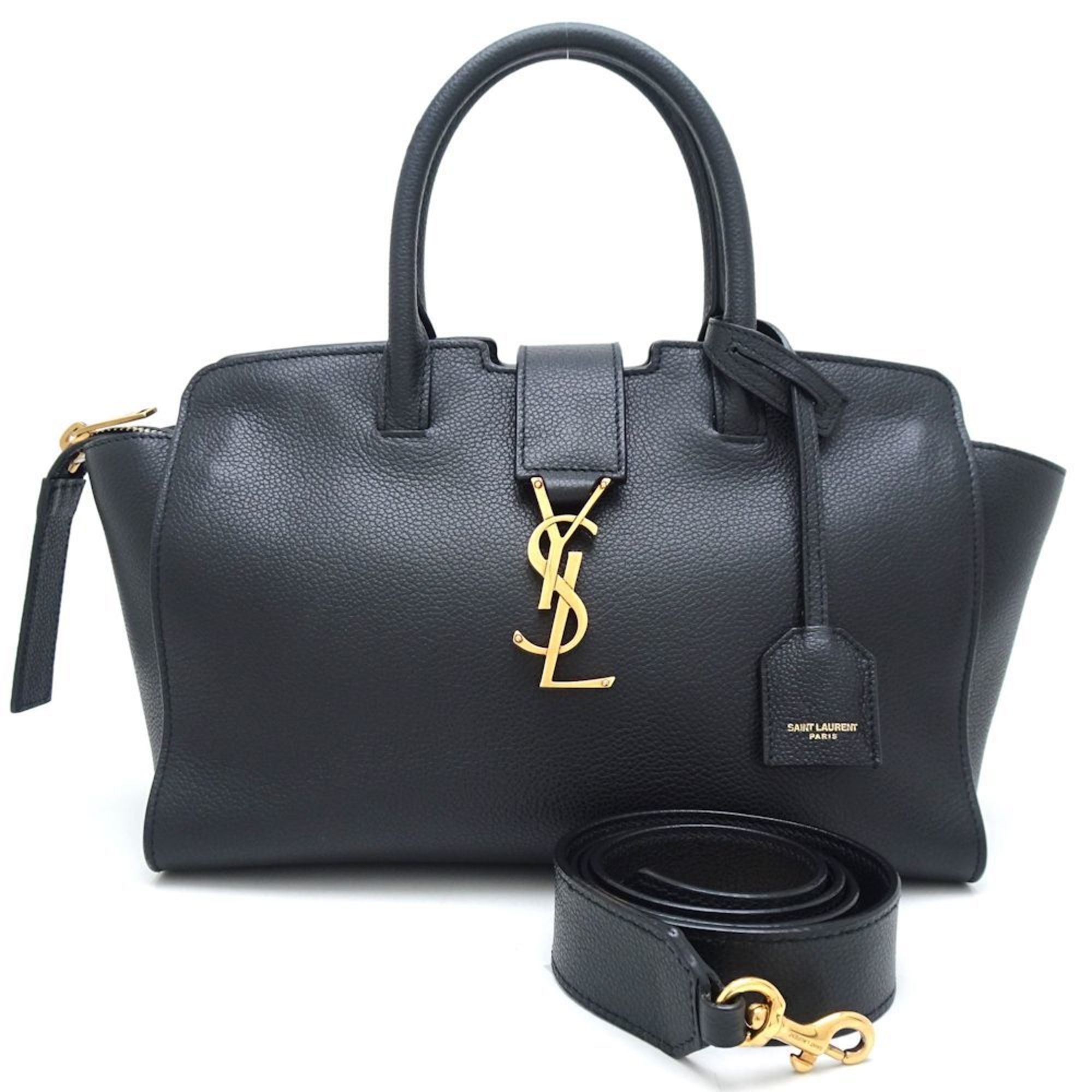 YVES SAINT LAURENT 635346 2-Way Bag Grain Leather Black 351705