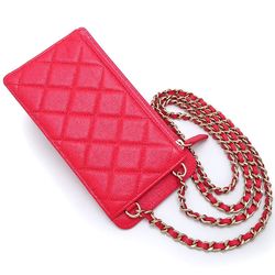 CHANEL Chanel Phone Case AP0990 Pochette Matelasse Caviar Skin Red 351706