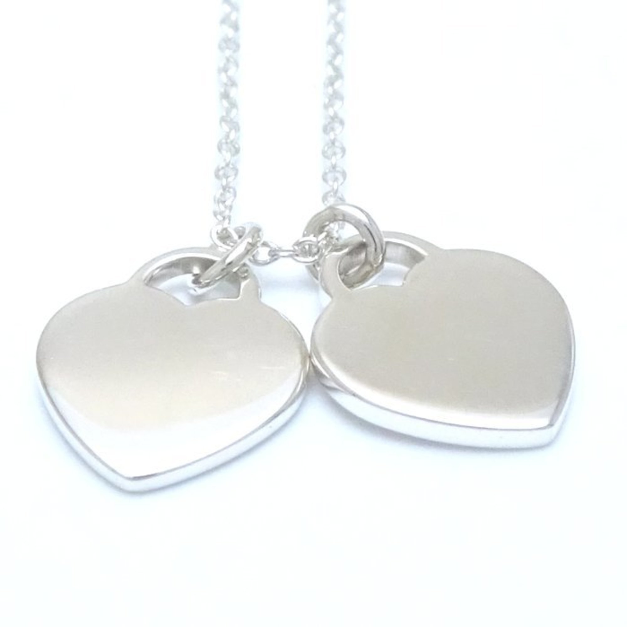 TIFFANY&Co. Tiffany Return to Double Heart Tag Necklace Blue Silver 925 292521