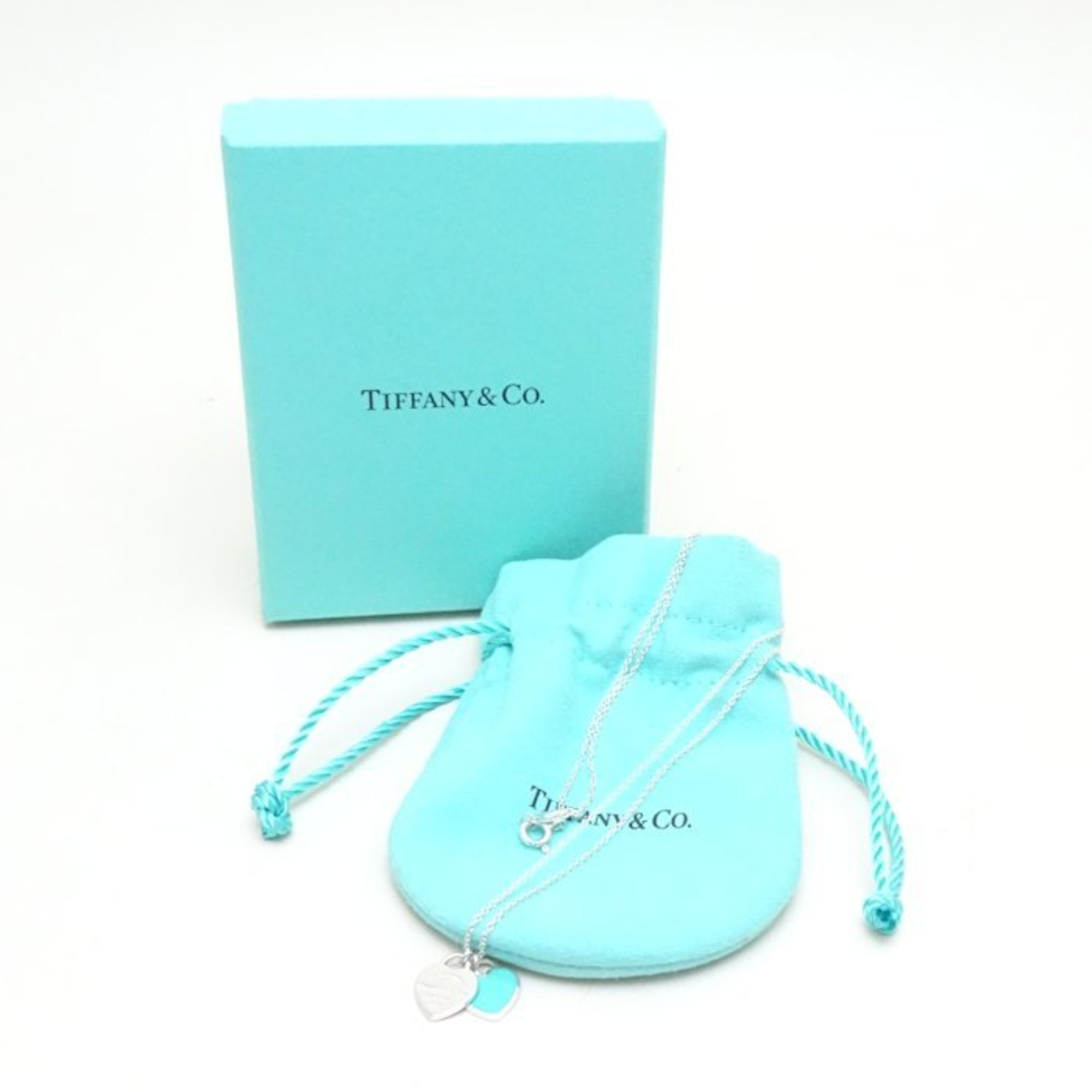 TIFFANY&Co. Tiffany Return to Double Heart Tag Necklace Blue Silver 925 292521