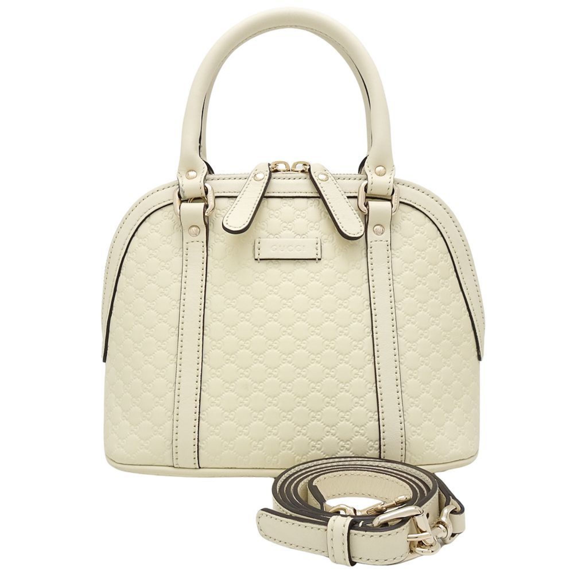 GUCCI 449654 2Way Bag Handbag Leather Off-White Outlet 351704