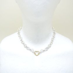 TIFFANY&Co. Tiffany Heart Link Necklace Silver 925xK18YG Yellow Gold 292441