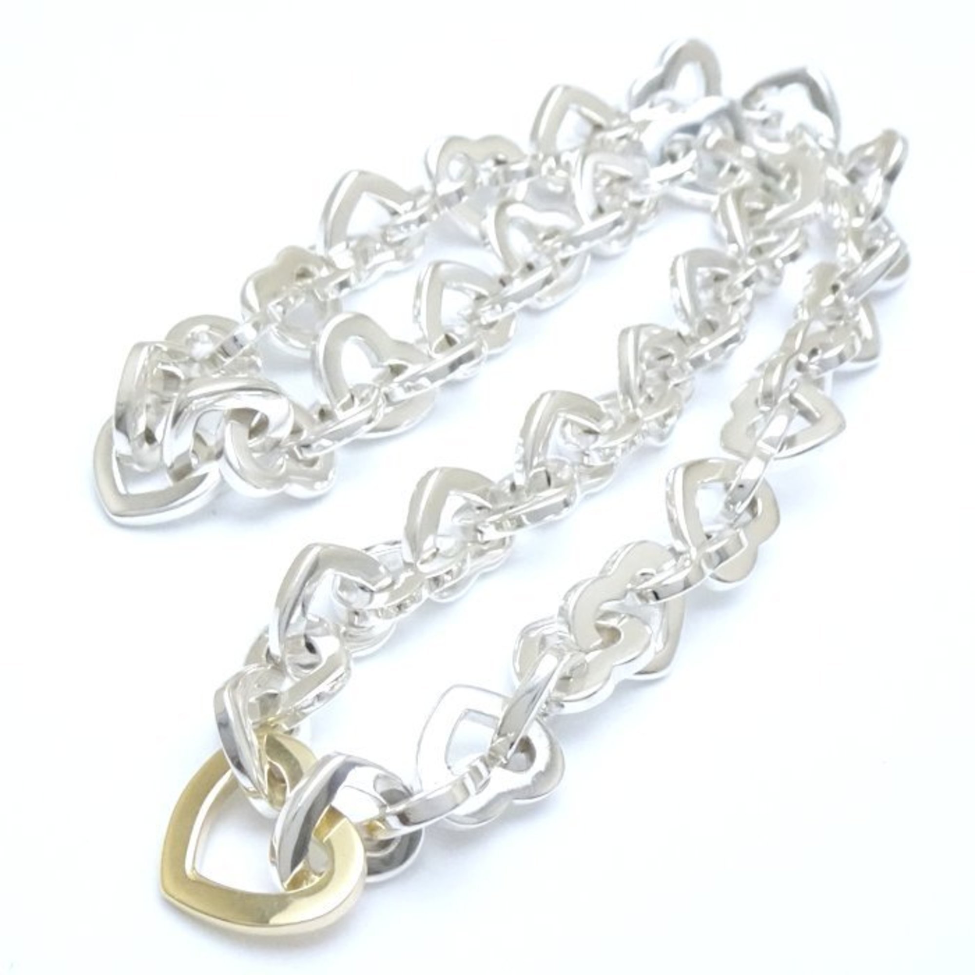 TIFFANY&Co. Tiffany Heart Link Necklace Silver 925xK18YG Yellow Gold 292441