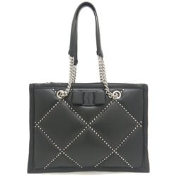 Salvatore Ferragamo Chain Tote GG-21 2493 Bag Studs Vara Leather Black 252155