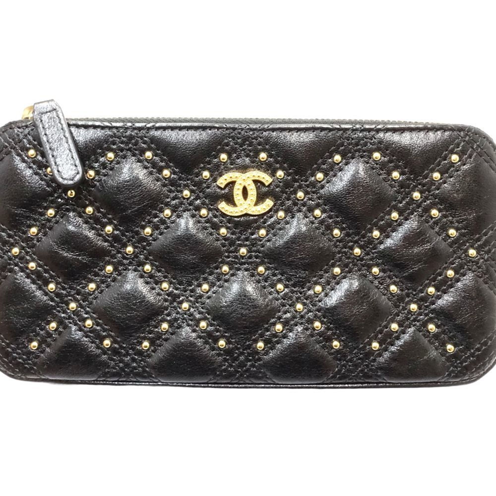 CHANEL Chanel Wallet Chain Studs Matelasse Coco Mark Lambskin Black 180734