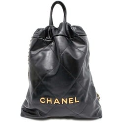 Chanel Backpack 22 Shiny Calf Leather AS3859 CHANEL Bag Black