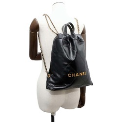 Chanel Backpack 22 Shiny Calf Leather AS3859 CHANEL Bag Black