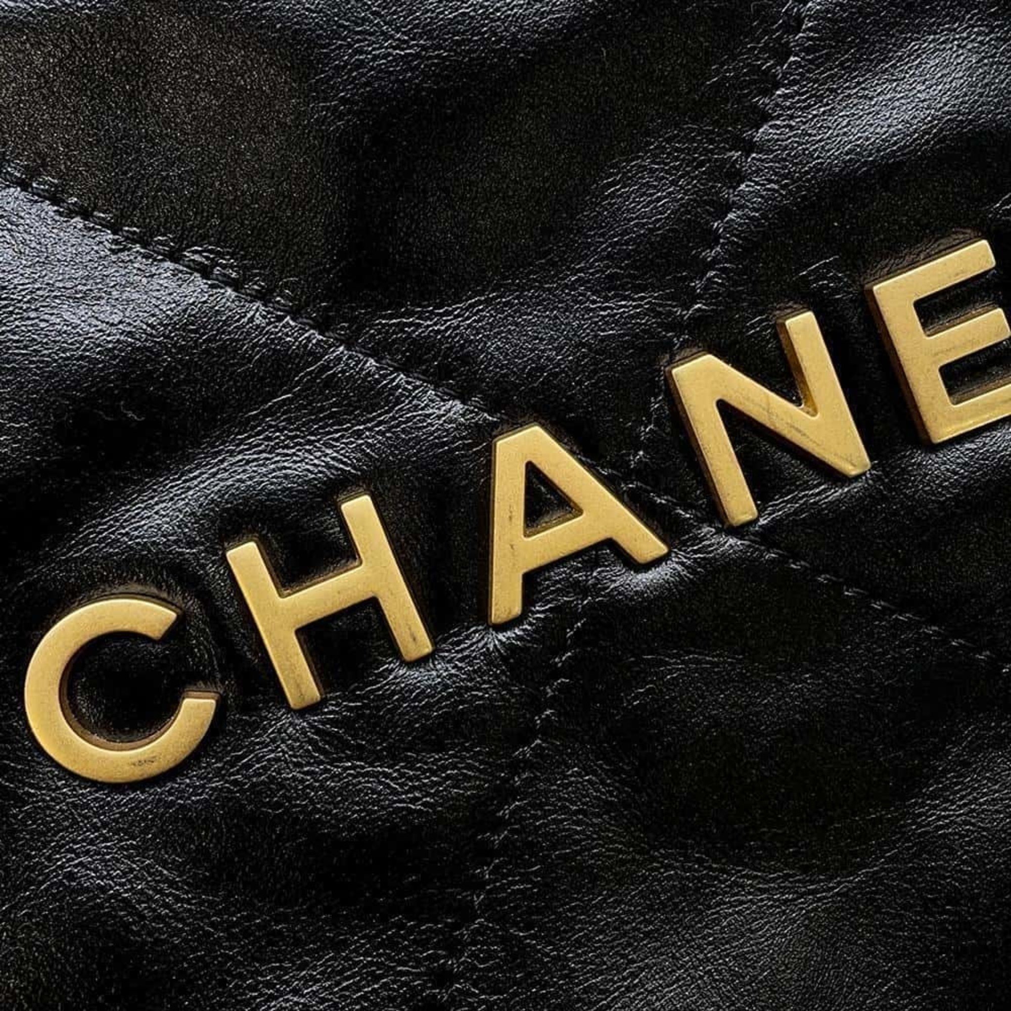 Chanel Backpack 22 Shiny Calf Leather AS3859 CHANEL Bag Black