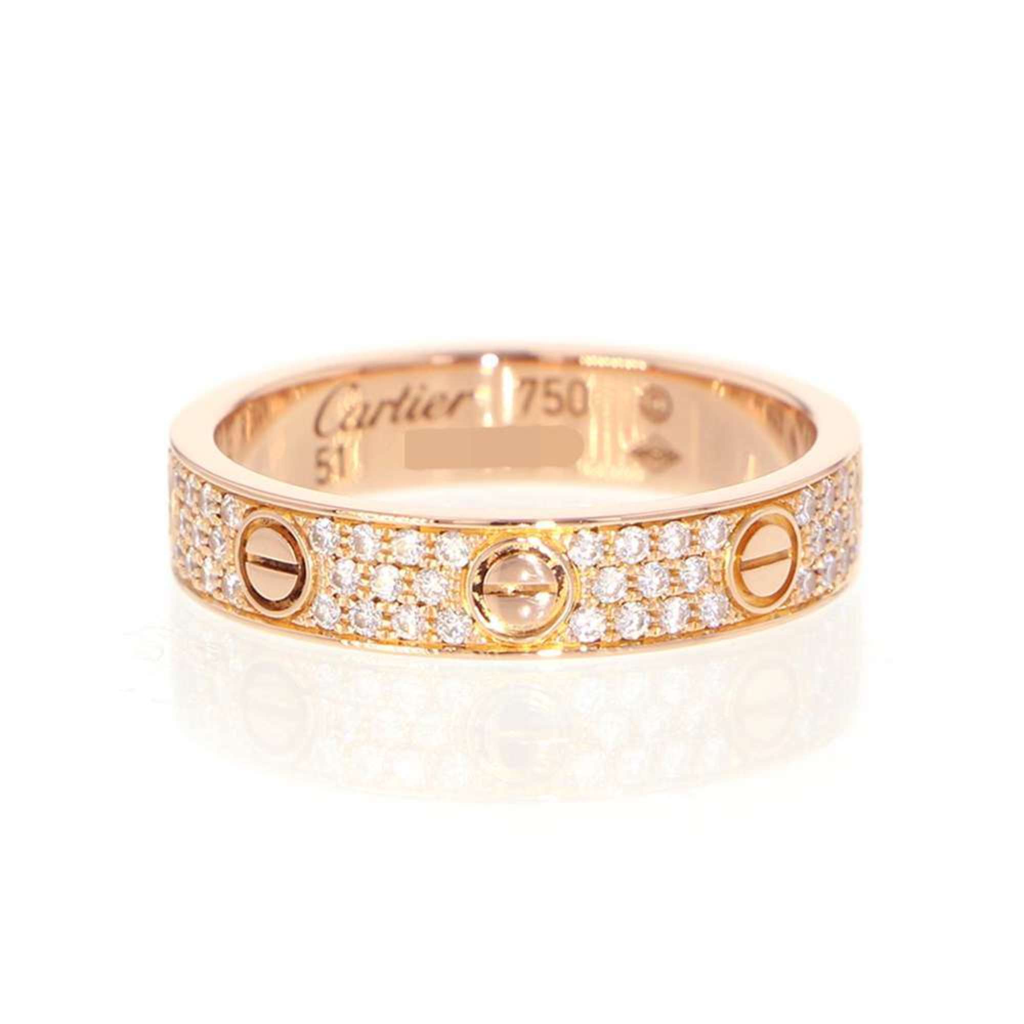 Cartier Ring Love Pavé Diamond K18PG Pink Gold Size 51 B4085851