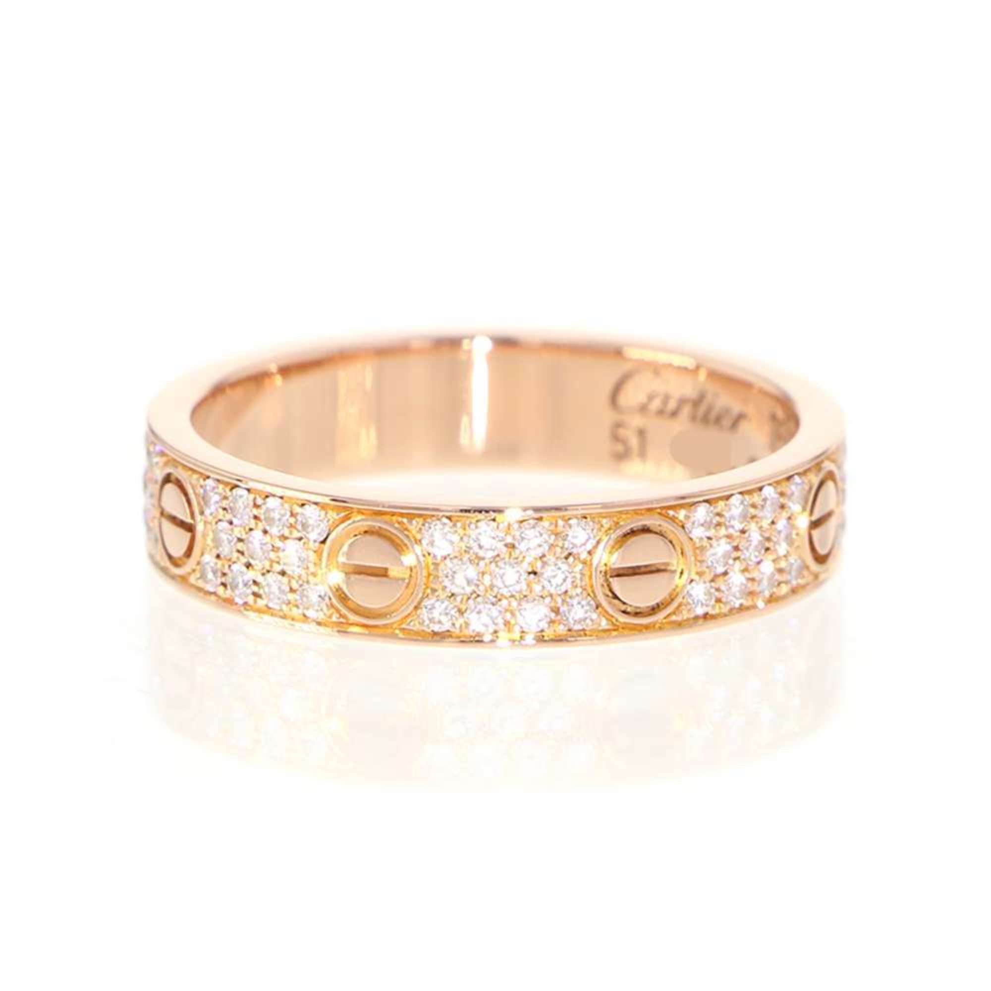 Cartier Ring Love Pavé Diamond K18PG Pink Gold Size 51 B4085851