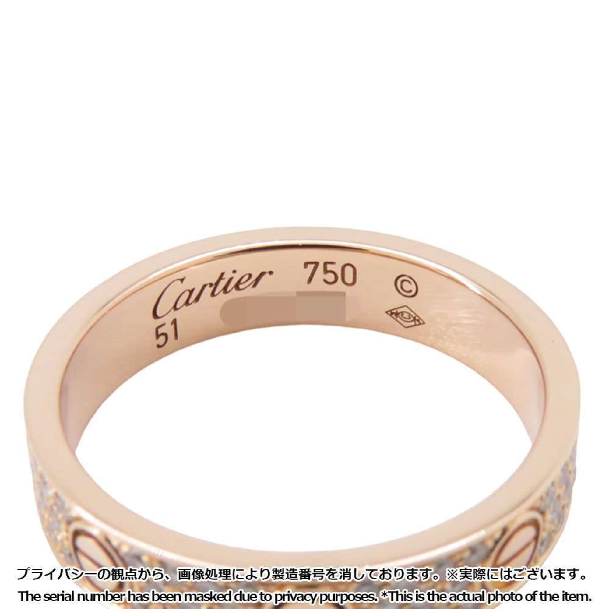 Cartier Ring Love Pavé Diamond K18PG Pink Gold Size 51 B4085851