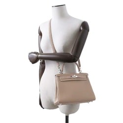 Hermes handbag Kelly 25, in-stitched, Etoupe, Togo, U-stamped, 2-way shoulder bag