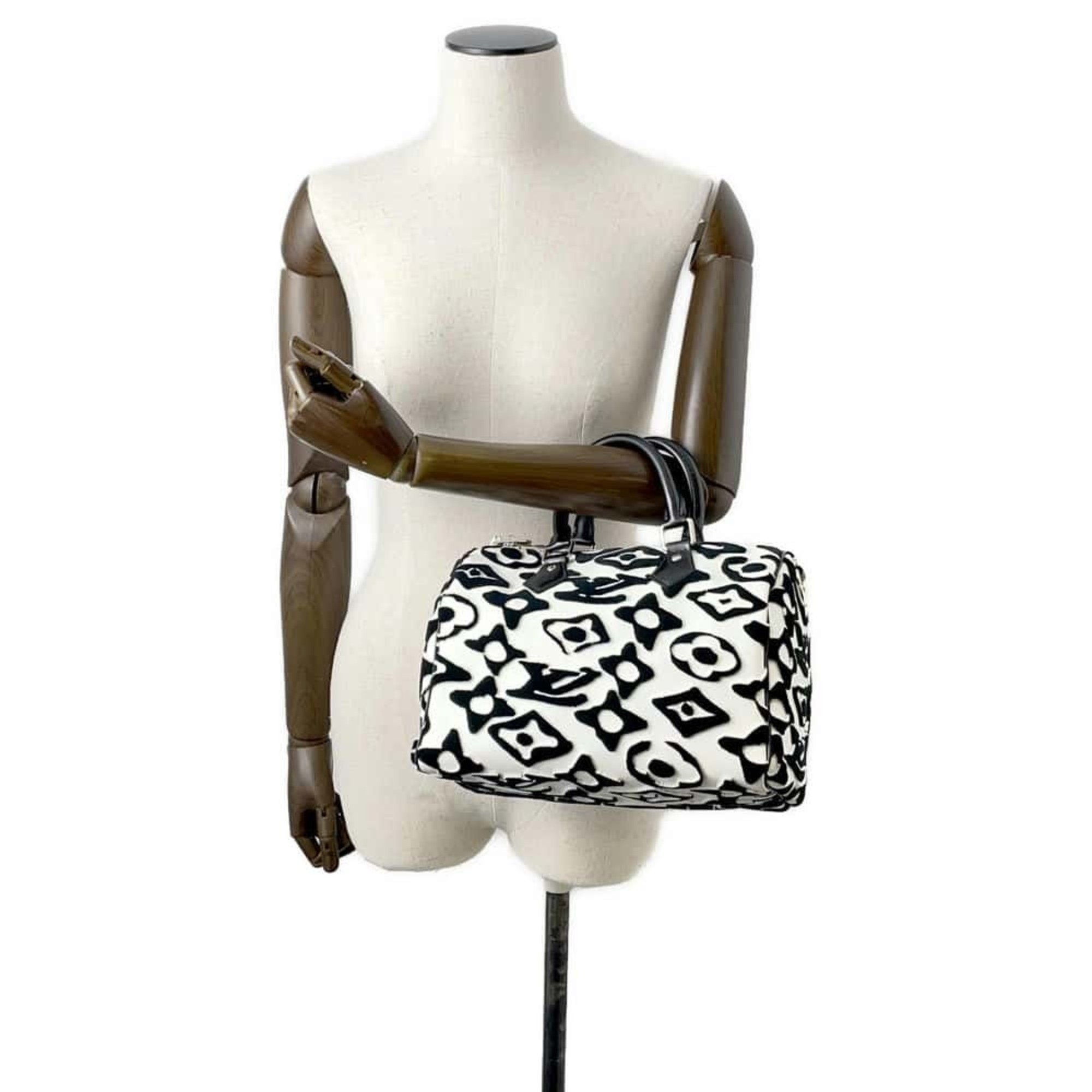 Louis Vuitton Handbag Monogram Urs Fischer Collaboration Speedy Bandouliere 25 M45563 2way Black White