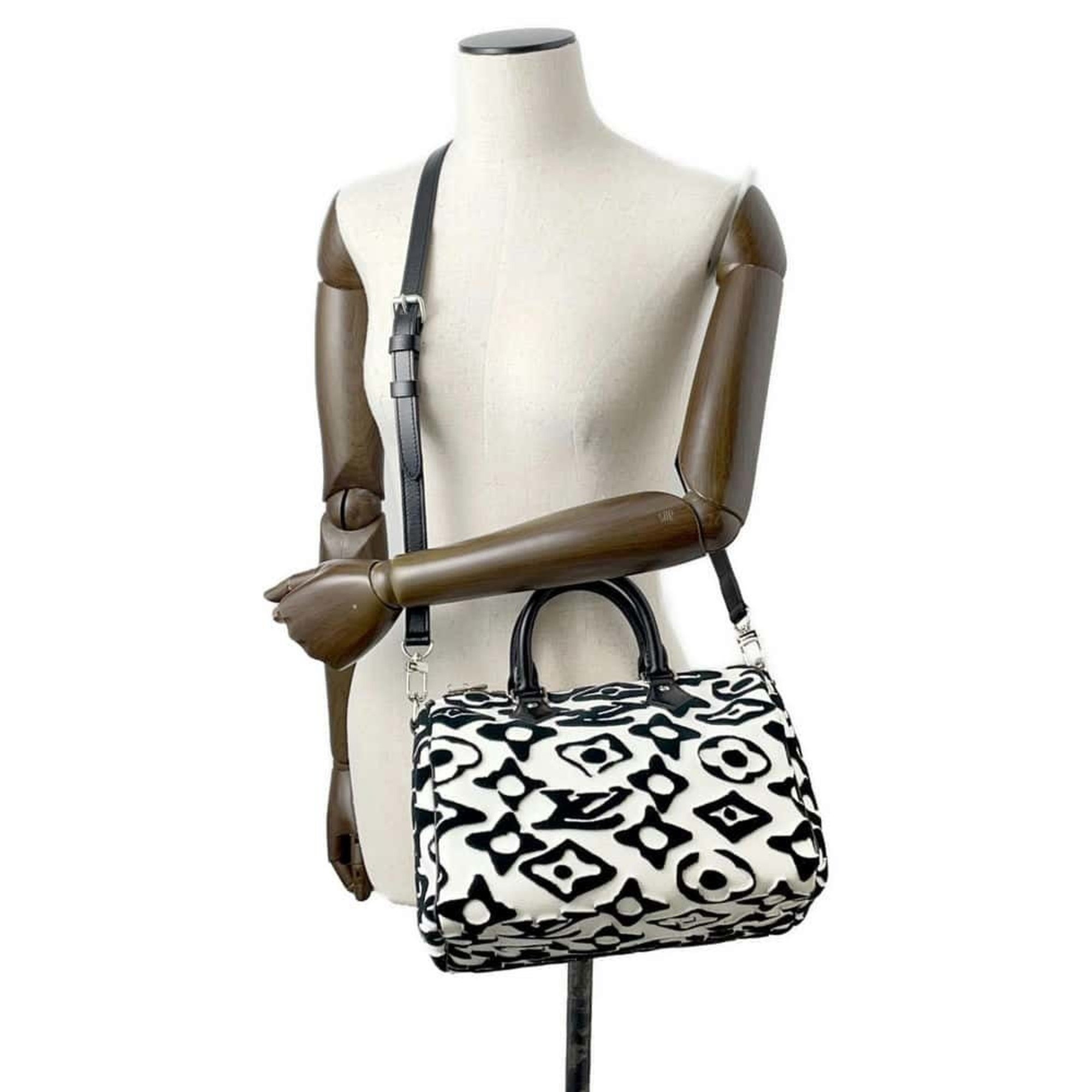 Louis Vuitton Handbag Monogram Urs Fischer Collaboration Speedy Bandouliere 25 M45563 2way Black White