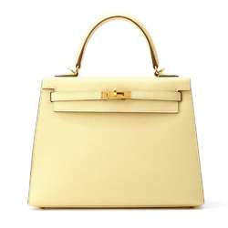 Hermes handbag Kelly 25, outside stitching, Jaune Poussin, Epson, Z stamp, 2-way shoulder