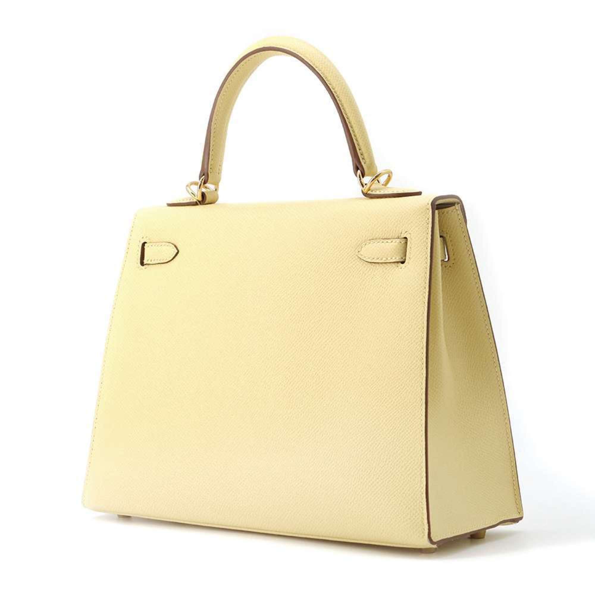 Hermes handbag Kelly 25, outside stitching, Jaune Poussin, Epson, Z stamp, 2-way shoulder