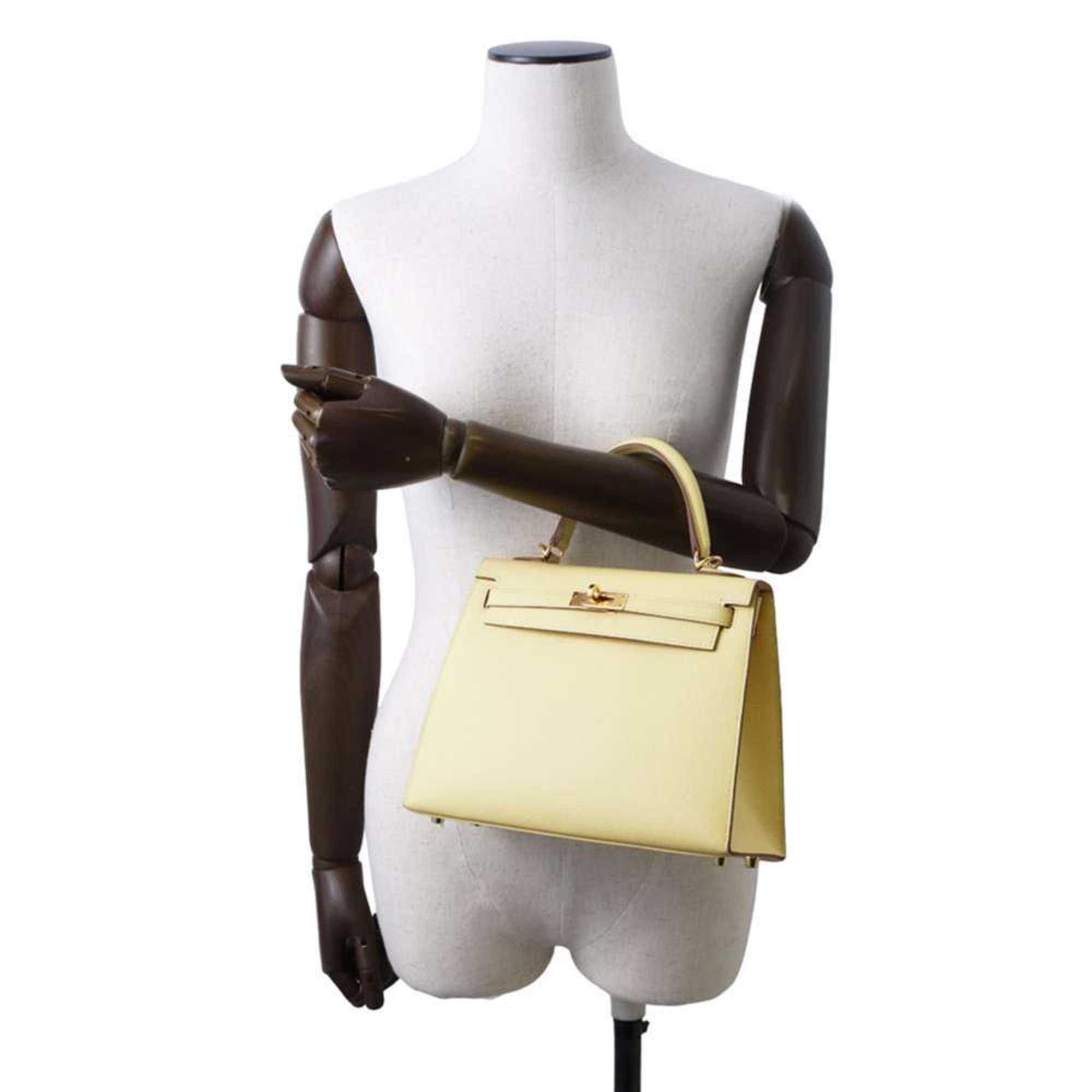 Hermes handbag Kelly 25, outside stitching, Jaune Poussin, Epson, Z stamp, 2-way shoulder