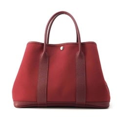 Hermes Tote Bag Garden PM Rouge Grena Toile Officier Negonda X Stamp