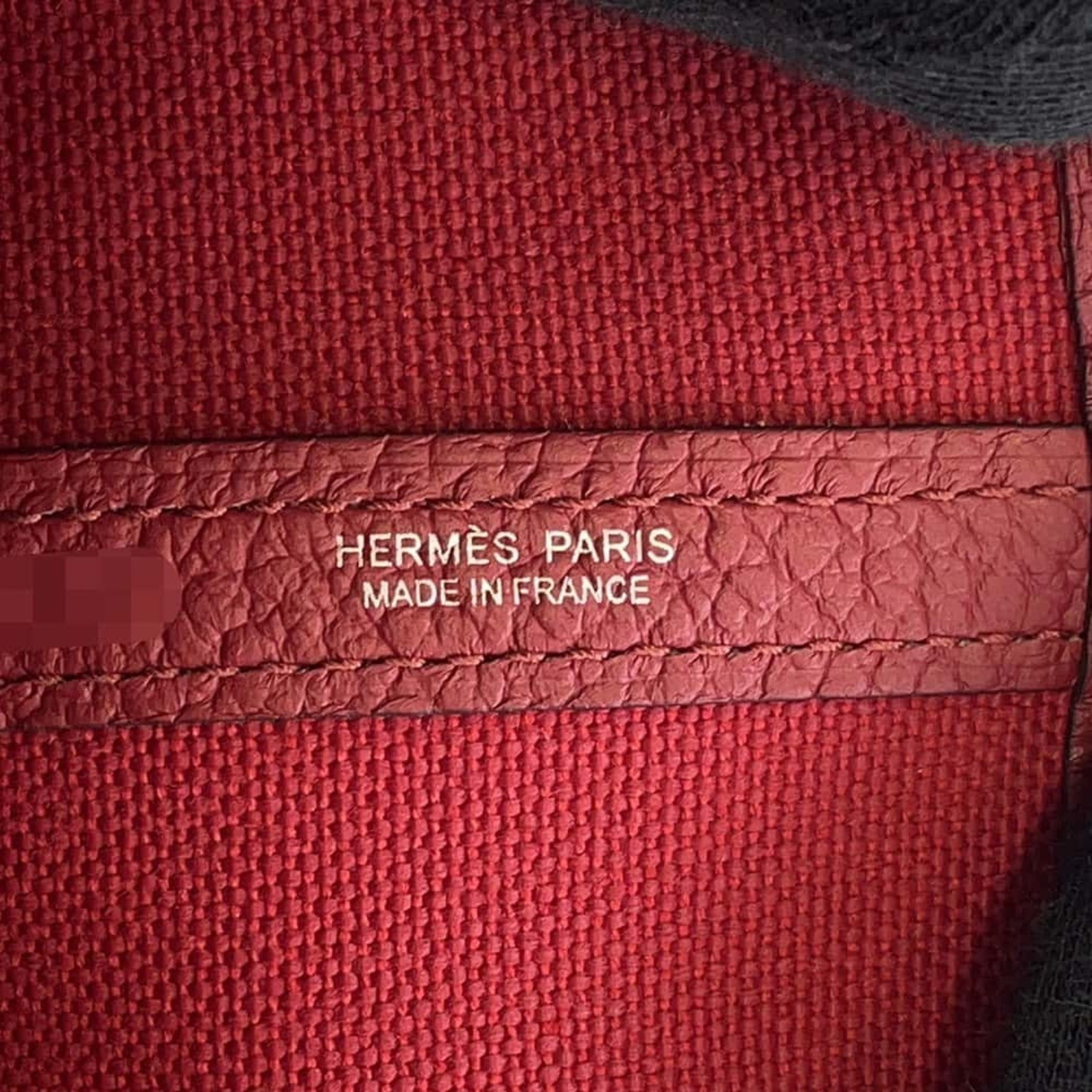 Hermes Tote Bag Garden PM Rouge Grena Toile Officier Negonda X Stamp