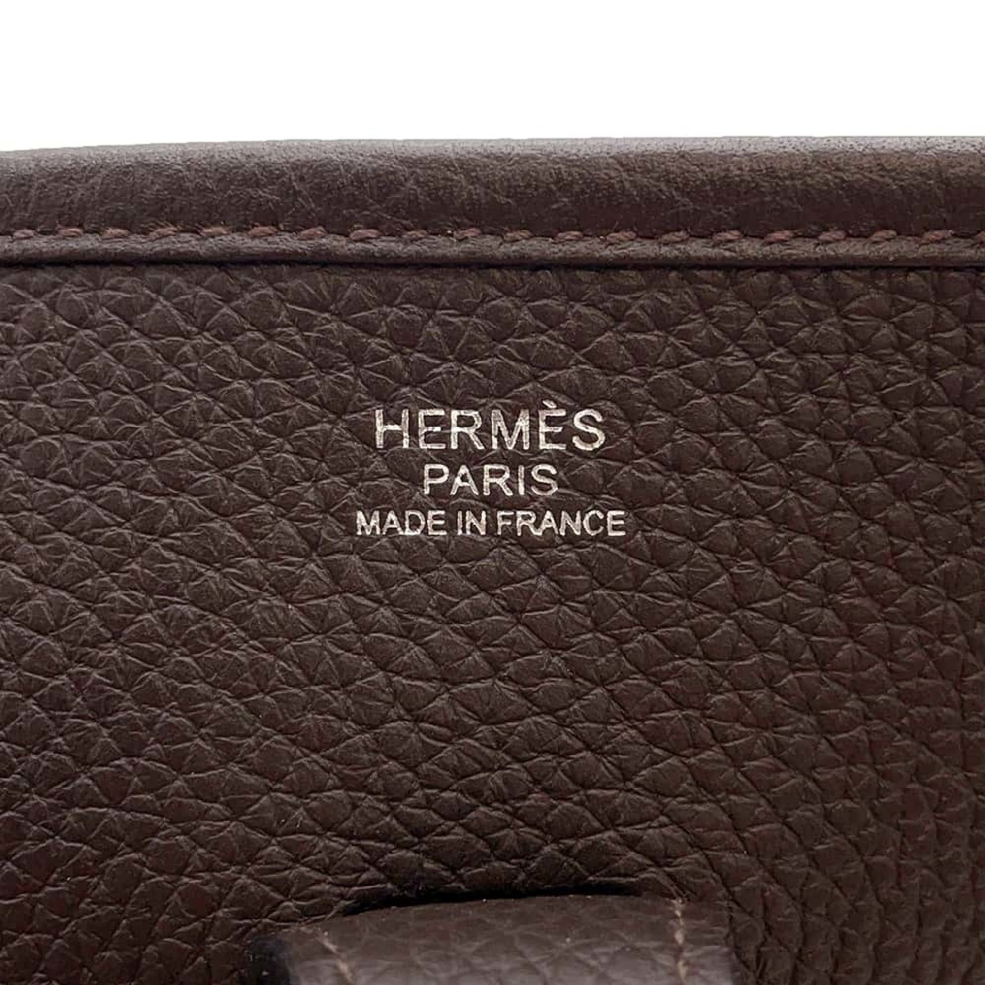 Hermes Shoulder Bag Evelyn 3 PM Ebenne Trio Clemence Z Stamp