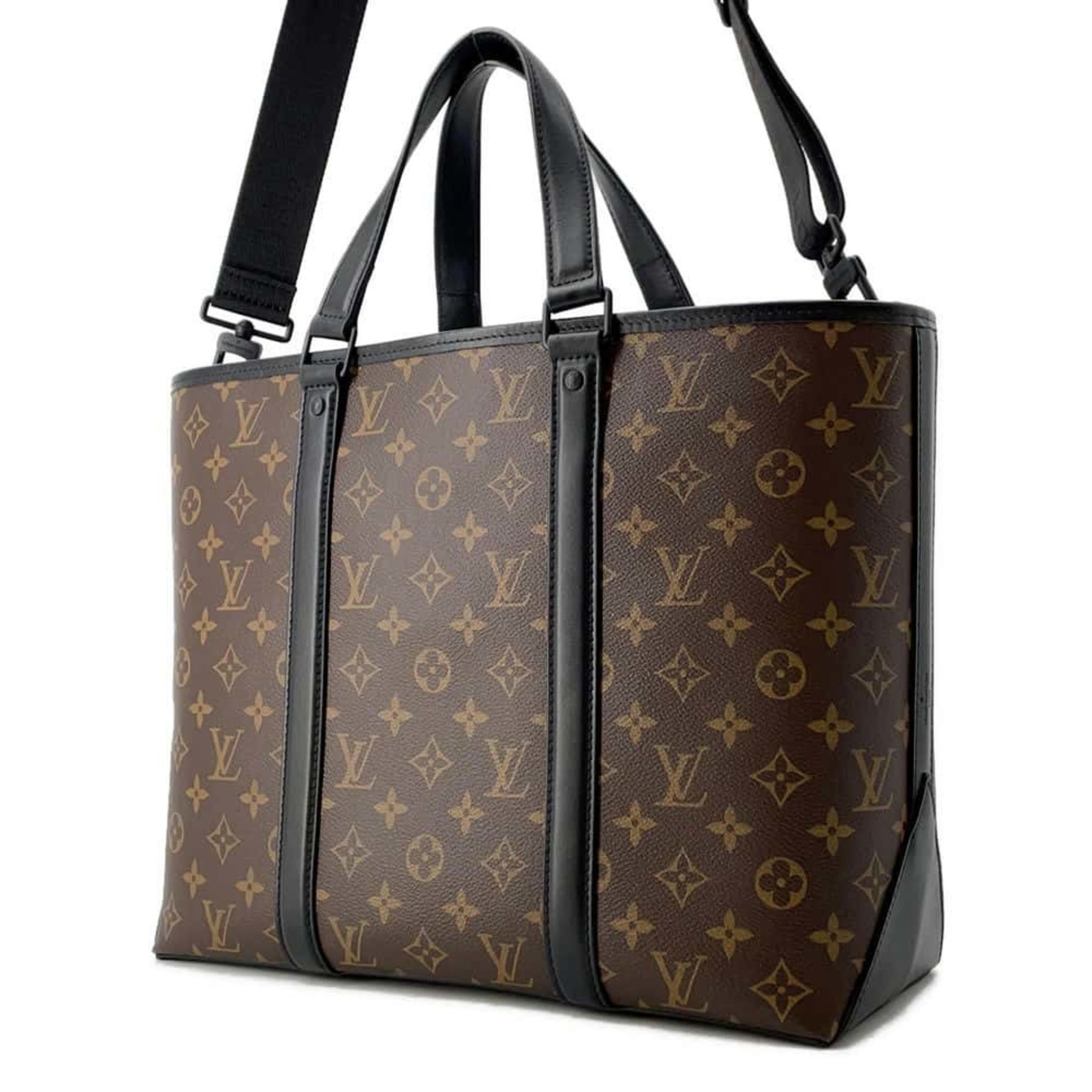 Louis Vuitton Tote Bag Monogram Macassar Weekend M45734 2way Shoulder LOUIS VUITTON Black