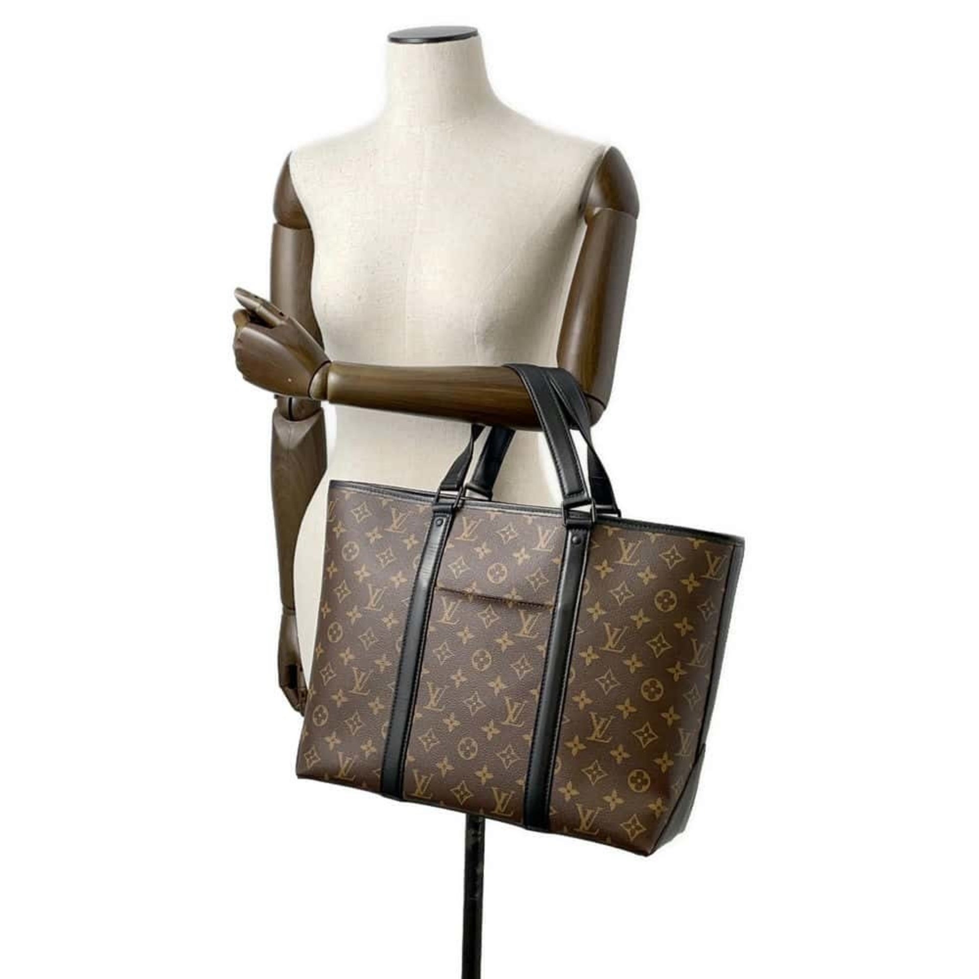 Louis Vuitton Tote Bag Monogram Macassar Weekend M45734 2way Shoulder LOUIS VUITTON Black