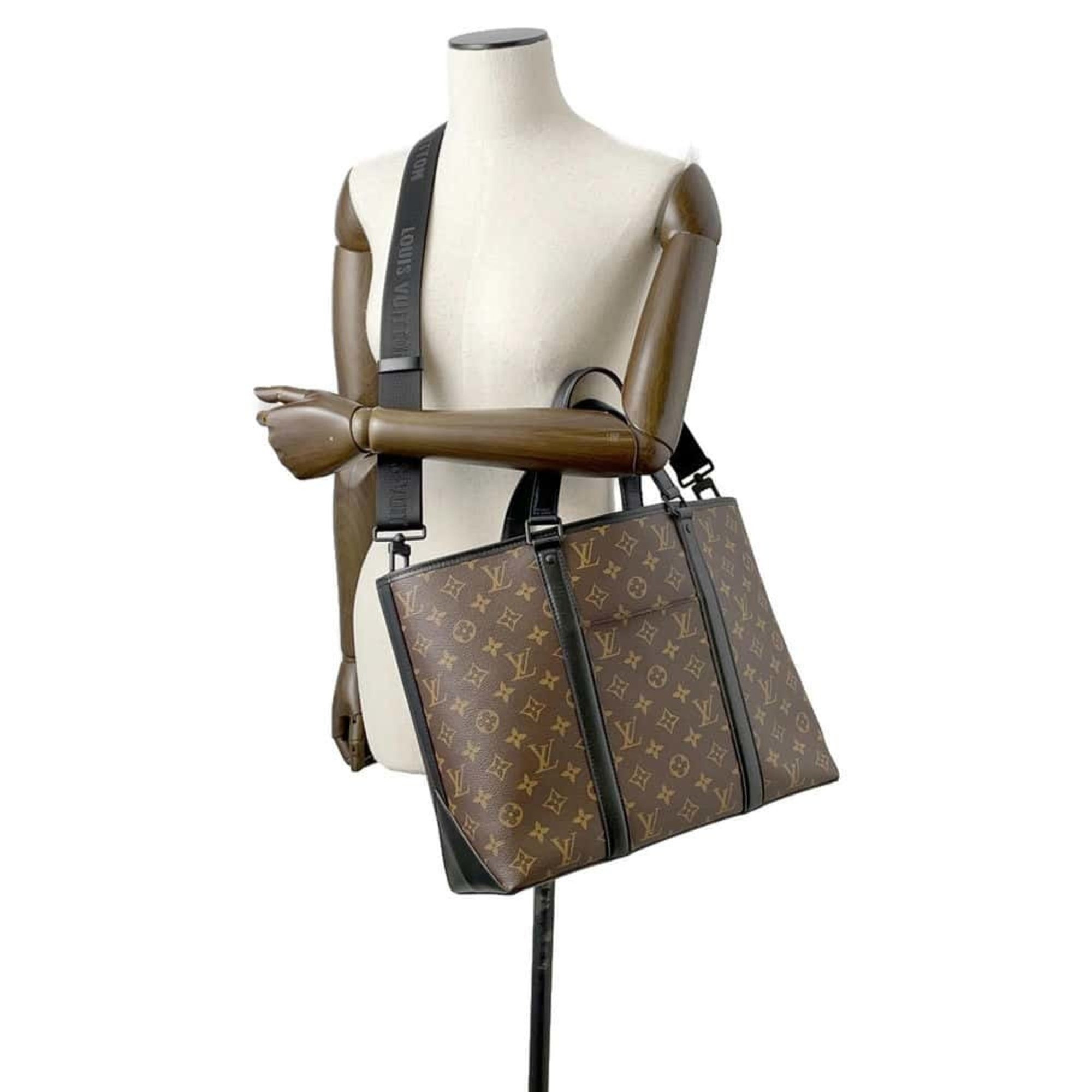 Louis Vuitton Tote Bag Monogram Macassar Weekend M45734 2way Shoulder LOUIS VUITTON Black