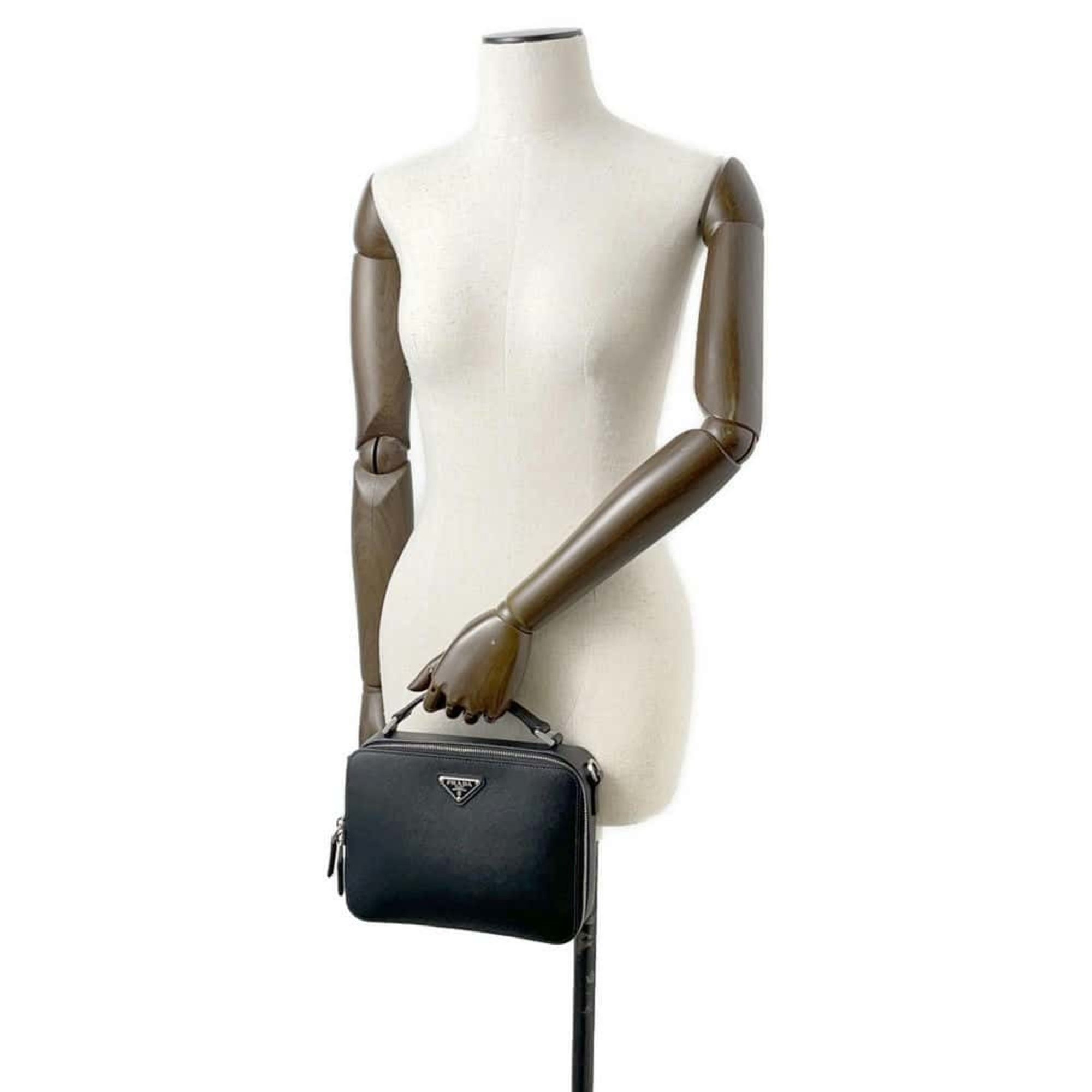 Prada Shoulder Bag Saffiano Leather 2VH069 PRADA 2way Handbag Black