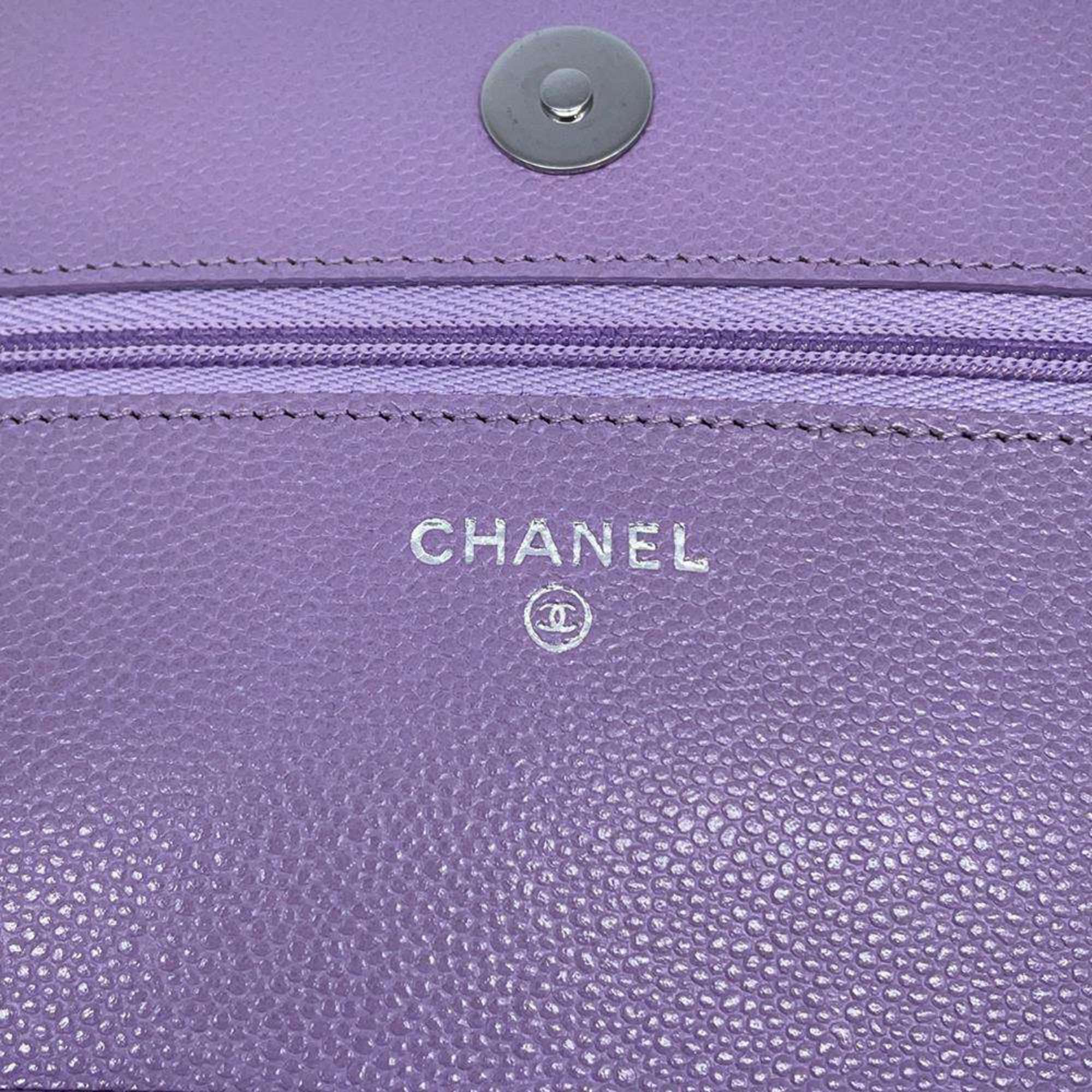 Chanel Chain Wallet Classic Matelasse Coco Mark Caviar Skin AP0250 CHANEL