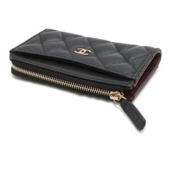 Chanel Wallet/Coin Case Matelasse Coco Mark Soft Caviar Skin AP3179 Fragment Business Card Holder/Card Black