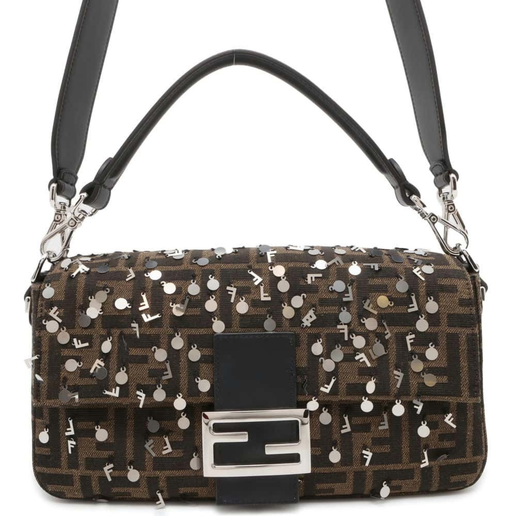 FENDI Shoulder Bag Bucket Zucca Sequins 7VA572 2way Handbag