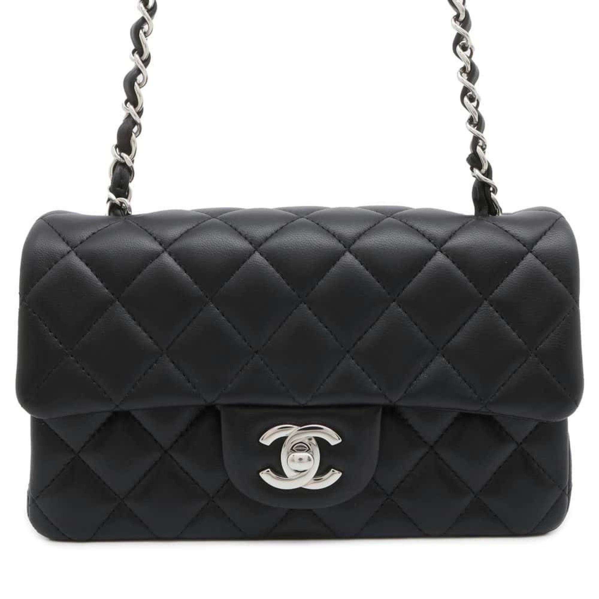 Chanel Chain Shoulder Bag Matelasse Coco Mark Lambskin A69900 CHANEL Flap Black