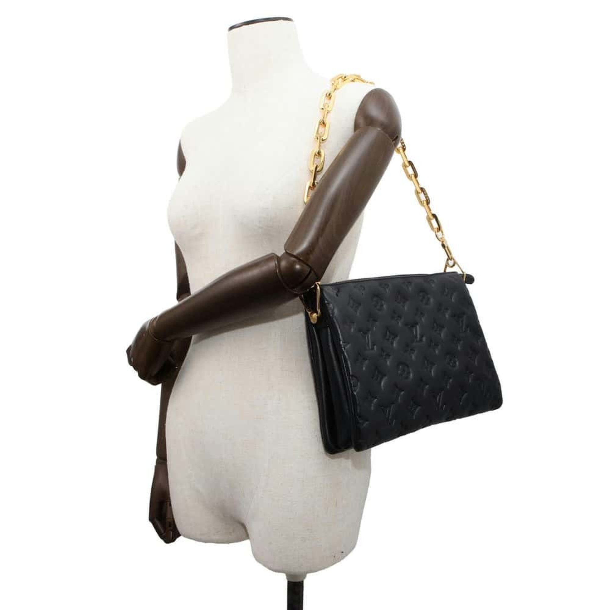 Louis Vuitton Shoulder Bag Lamb Leather Monogram Coussin PM M57790 LOUIS VUITTON 2way Black