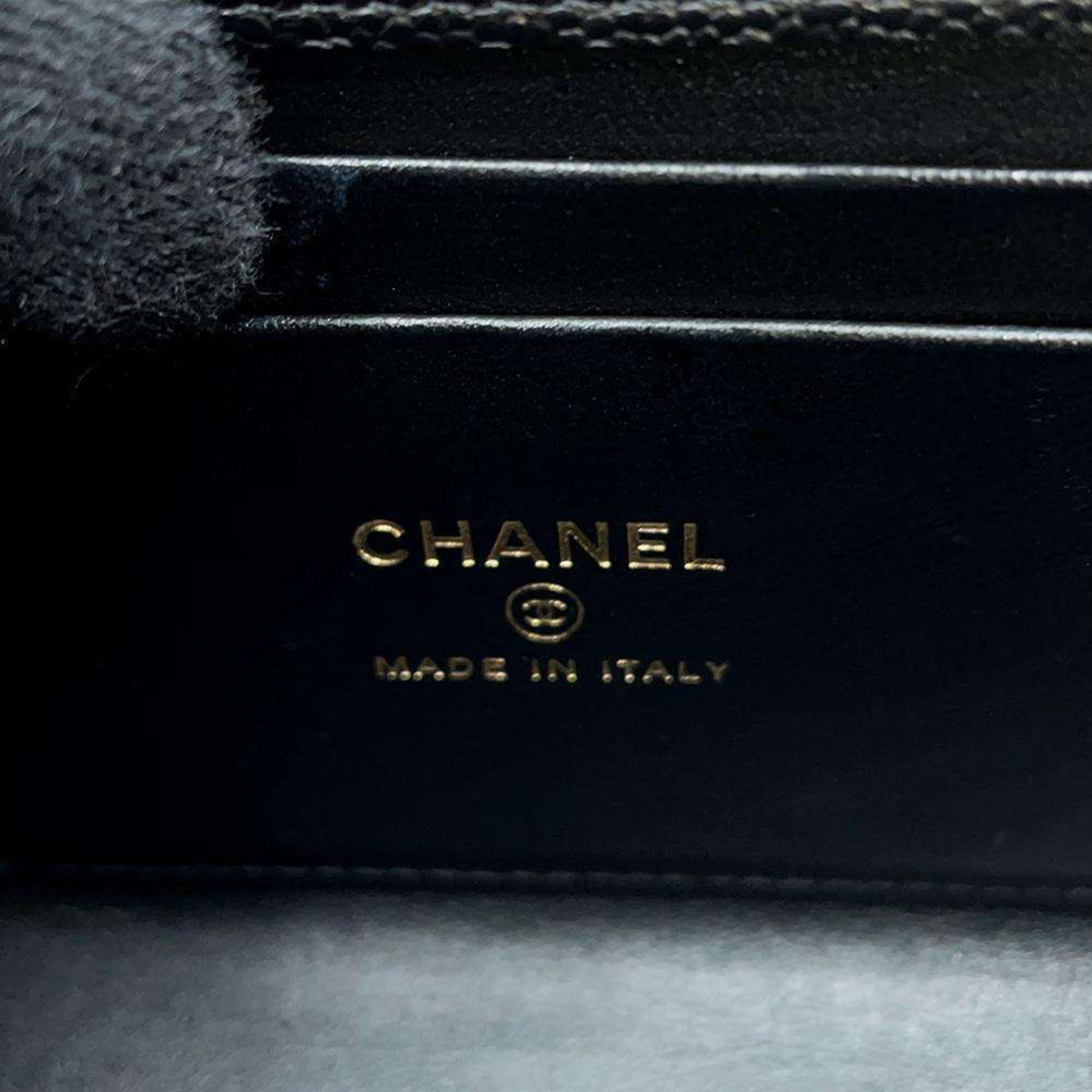 Chanel Chain Shoulder Bag Matelasse Coco Mark Caviar Skin AP3238 CHANEL Flap Phone Case Black